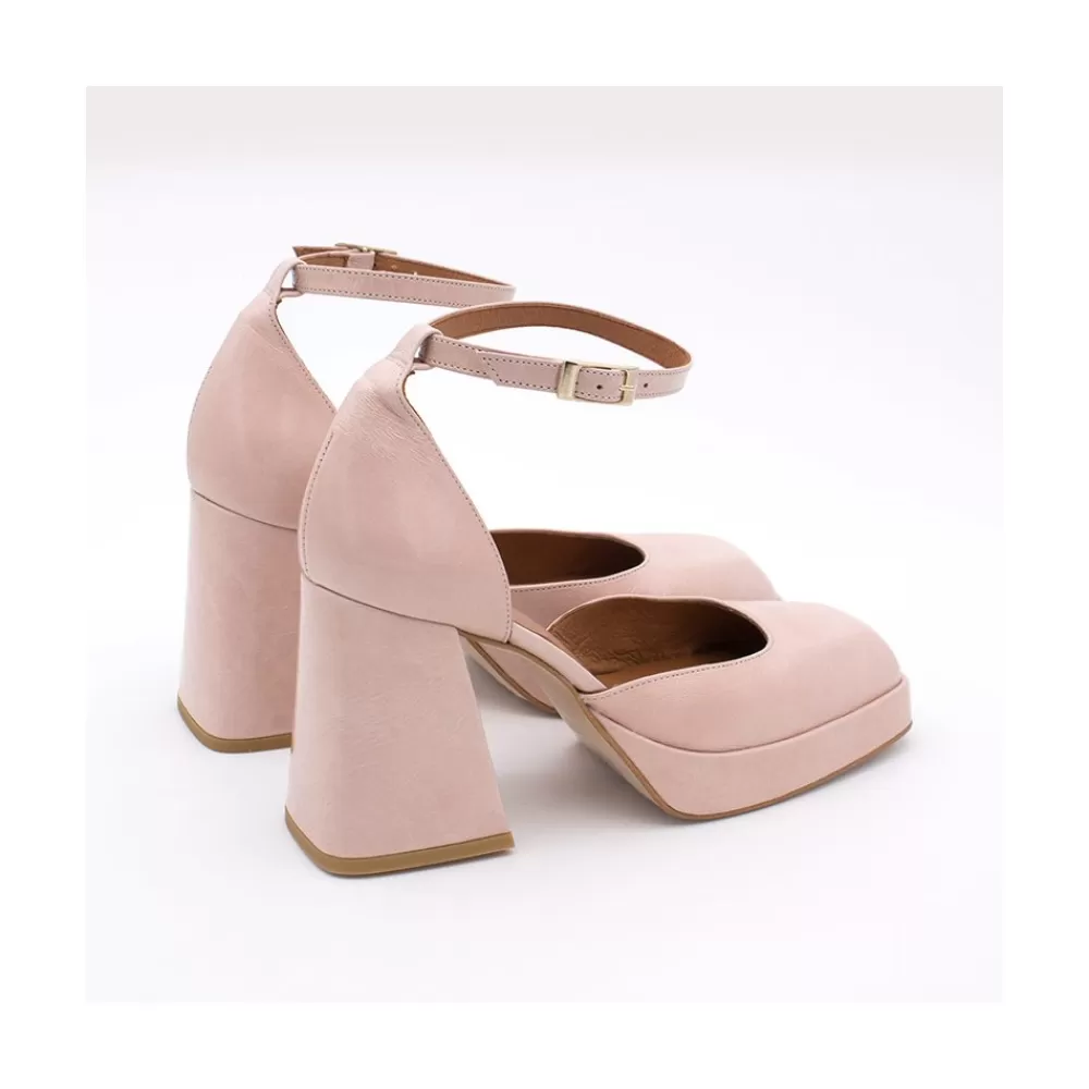 Mujer Ángel Alarcón Anna - Zapatos De Piel Brillante Con Pulsera, Tacon Ancho Y Plataforma