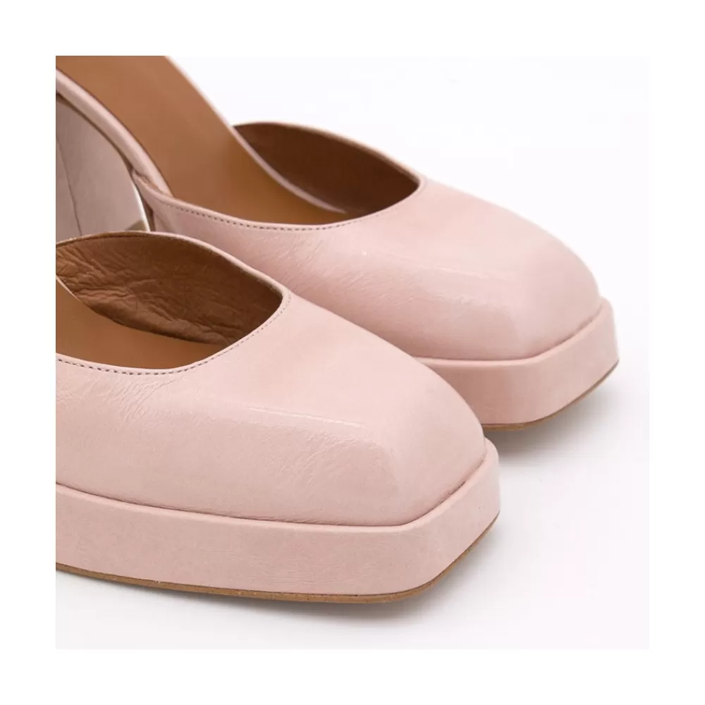 Mujer Ángel Alarcón Anna - Zapatos De Piel Brillante Con Pulsera, Tacon Ancho Y Plataforma