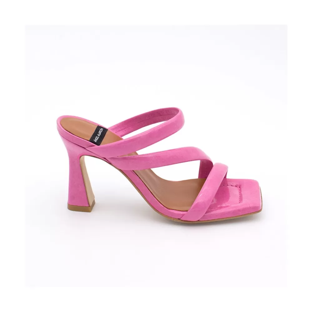 Mujer Ángel Alarcón Cameron - Sandalias De Piel Brillante Con Tiras Anchas Acolchadas Y Tacon Alto