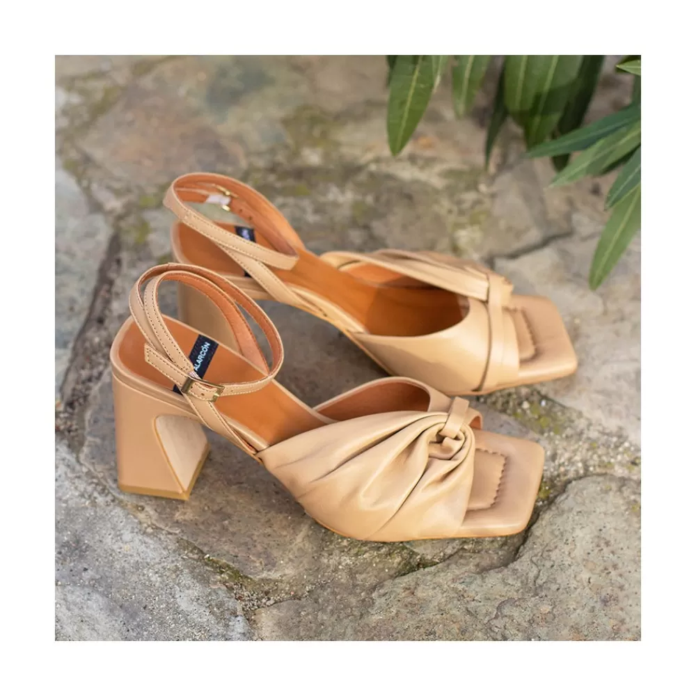 Mujer Ángel Alarcón Cecelia - Sandalia De Piel Con Tacon Alto Atada Al Tobillo