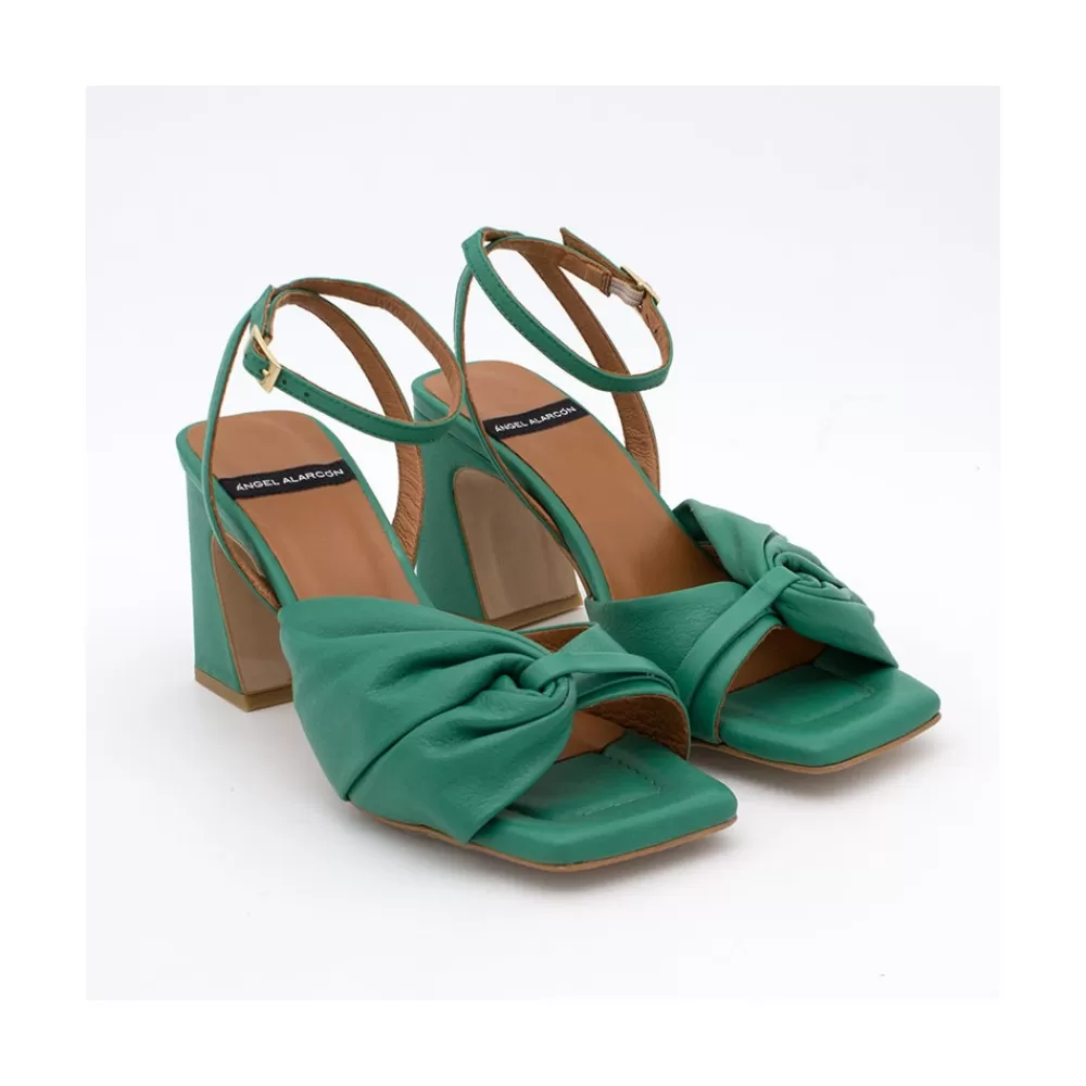 Mujer Ángel Alarcón Cecelia - Sandalia De Piel Con Tacon Alto Atada Al Tobillo