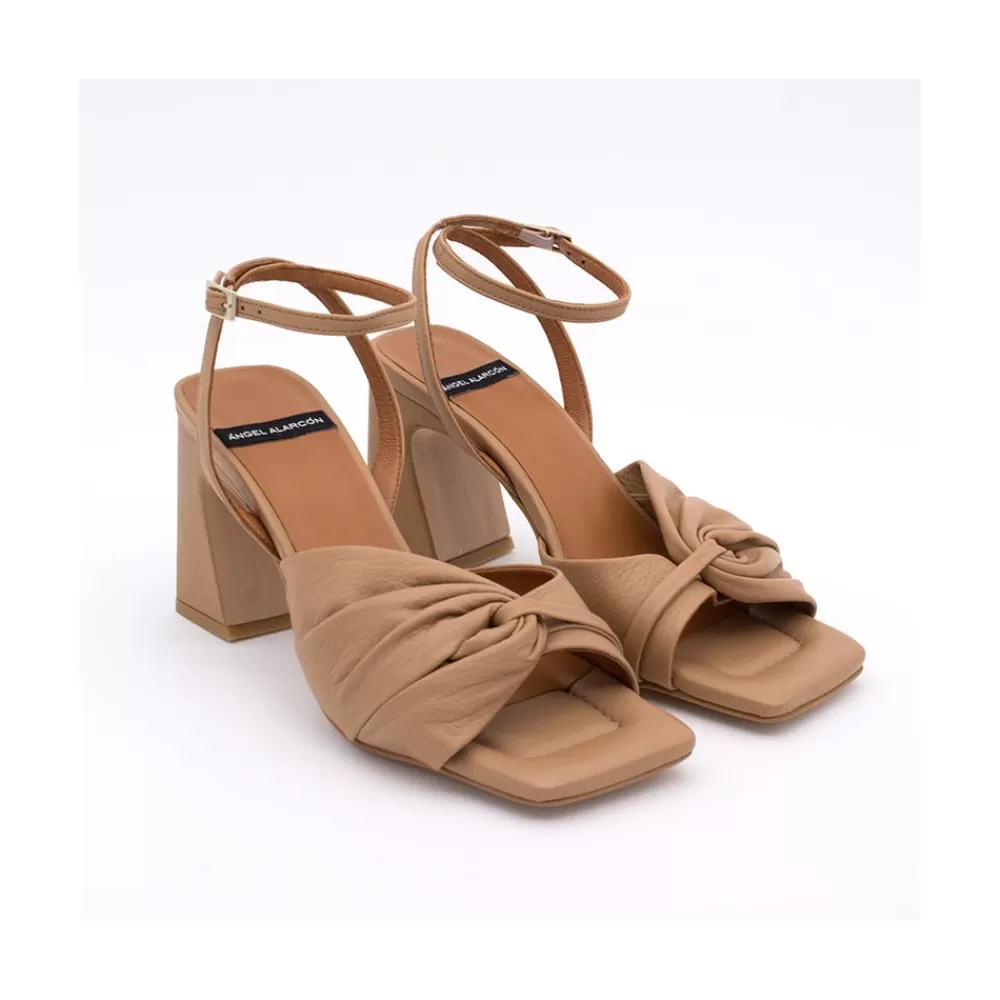 Mujer Ángel Alarcón Cecelia - Sandalia De Piel Con Tacon Alto Atada Al Tobillo