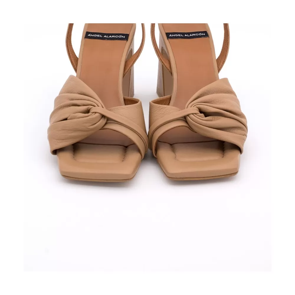 Mujer Ángel Alarcón Cecelia - Sandalia De Piel Con Tacon Alto Atada Al Tobillo