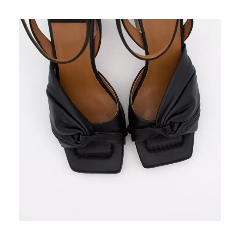 Mujer Ángel Alarcón Cecelia - Sandalia De Piel Con Tacon Alto Atada Al Tobillo