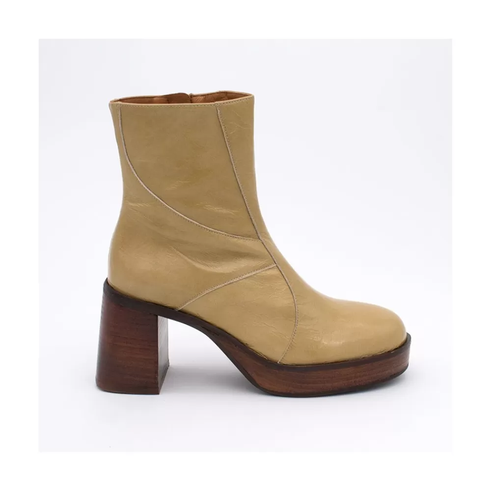 Mujer Ángel Alarcón Ingrid - Botin De Piel Brillante Con Tacon Y Plataforma