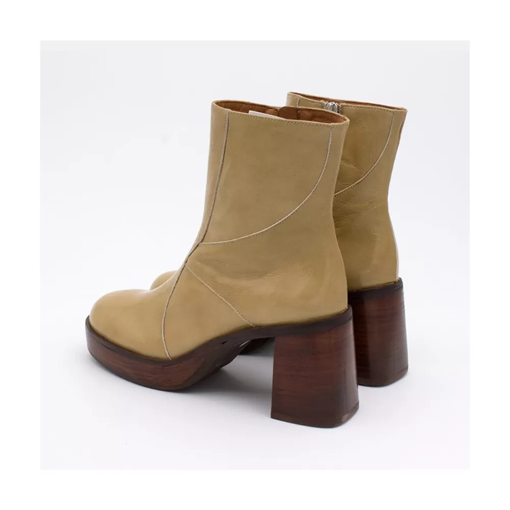 Mujer Ángel Alarcón Ingrid - Botin De Piel Brillante Con Tacon Y Plataforma