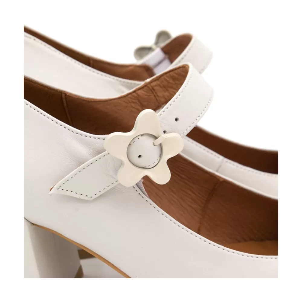 Mujer Ángel Alarcón Jett Flower - Zapatos Mary Jane Con Hebilla De Flor Y Tacon Ancho