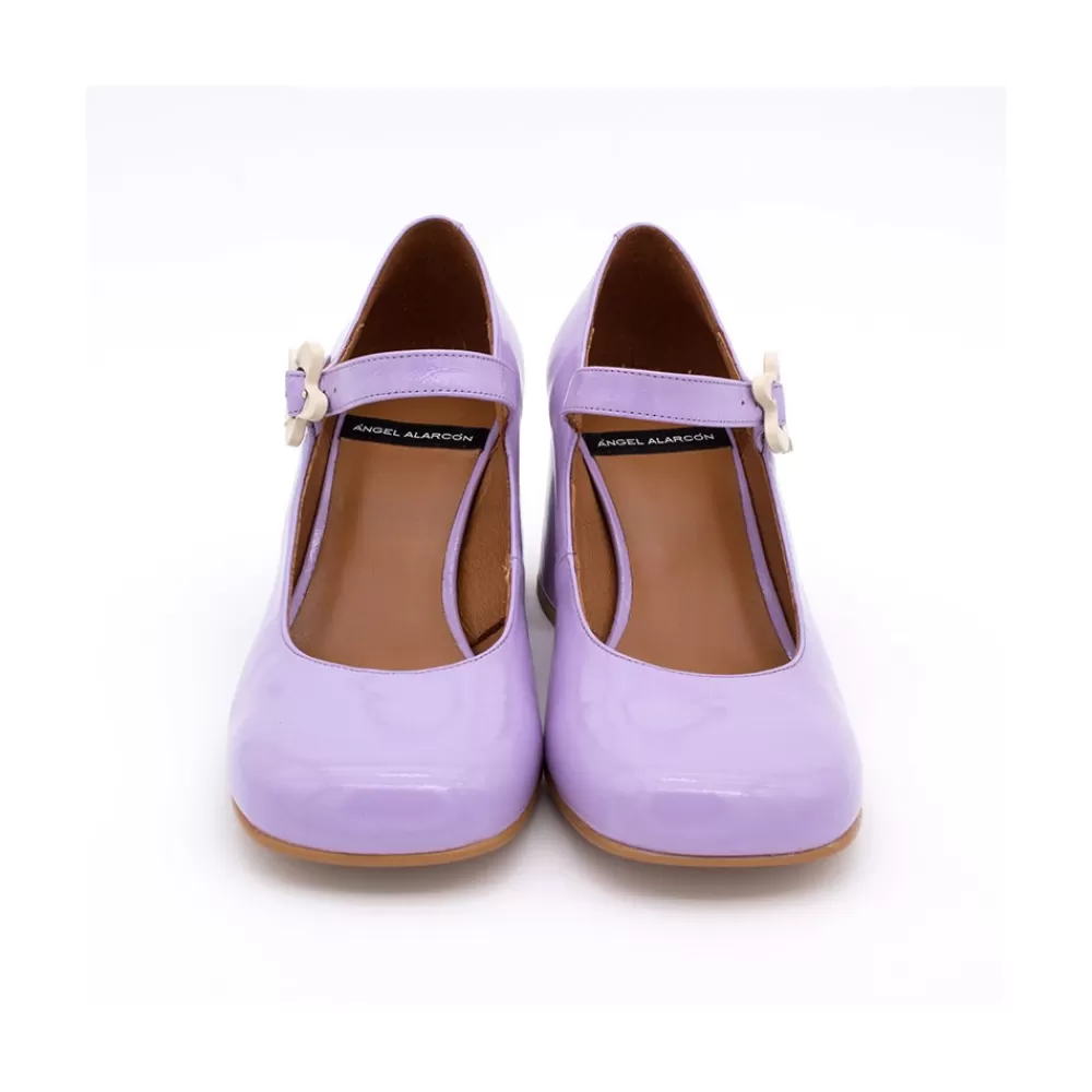 Mujer Ángel Alarcón Jett Flower - Zapatos Mary Jane Con Hebilla De Flor Y Tacon Ancho