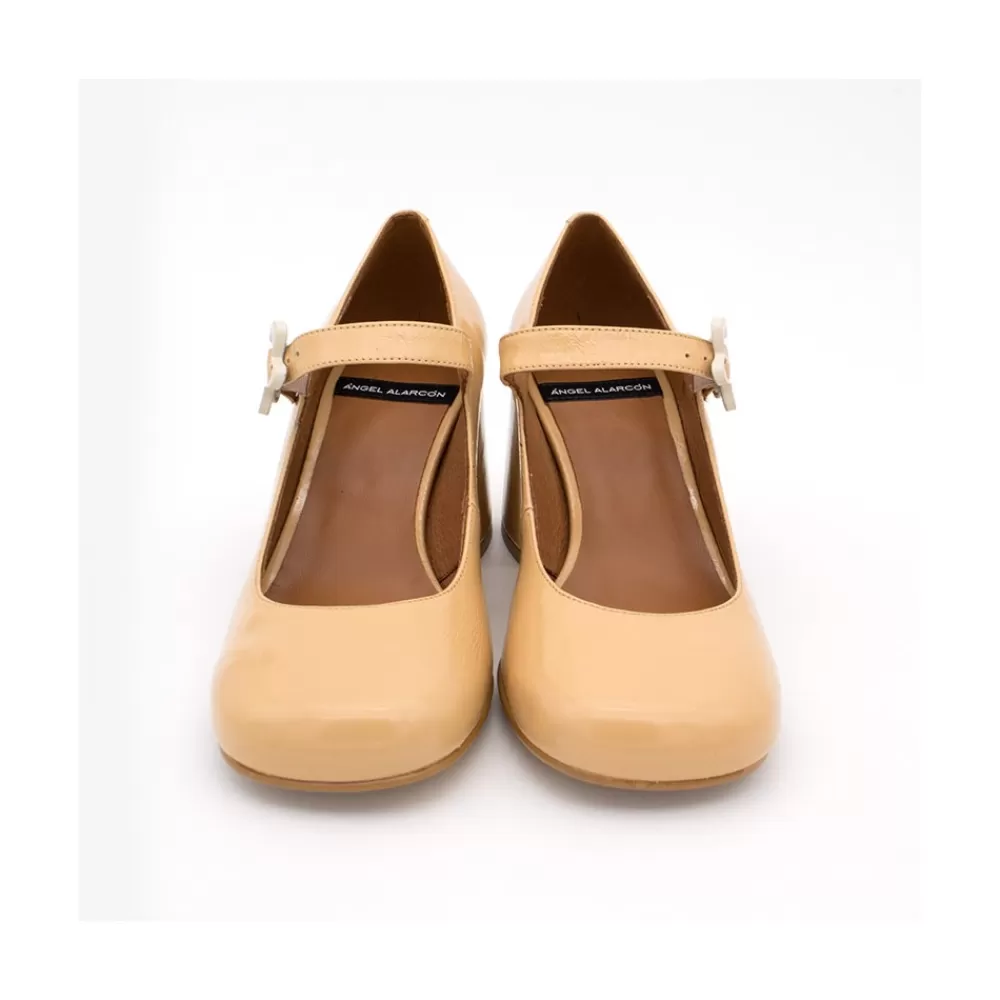 Mujer Ángel Alarcón Jett Flower - Zapatos Mary Jane Con Hebilla De Flor Y Tacon Ancho