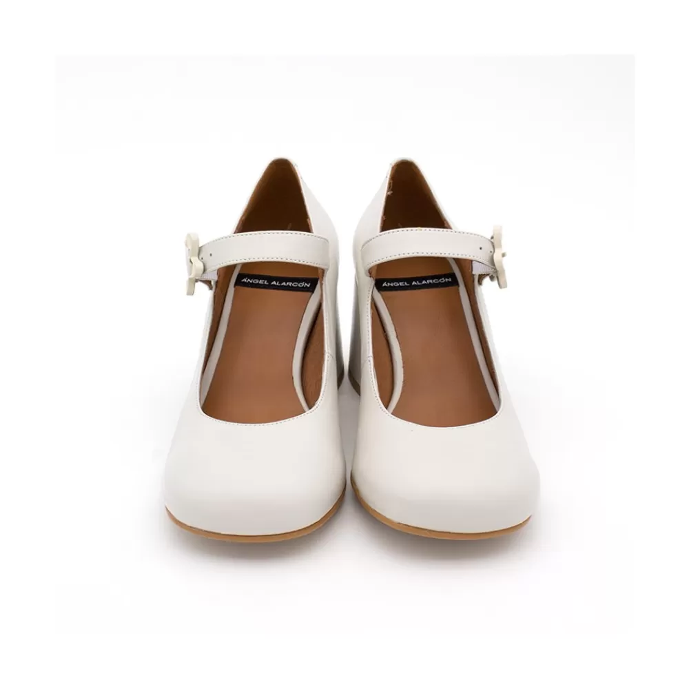 Mujer Ángel Alarcón Jett Flower - Zapatos Mary Jane Con Hebilla De Flor Y Tacon Ancho
