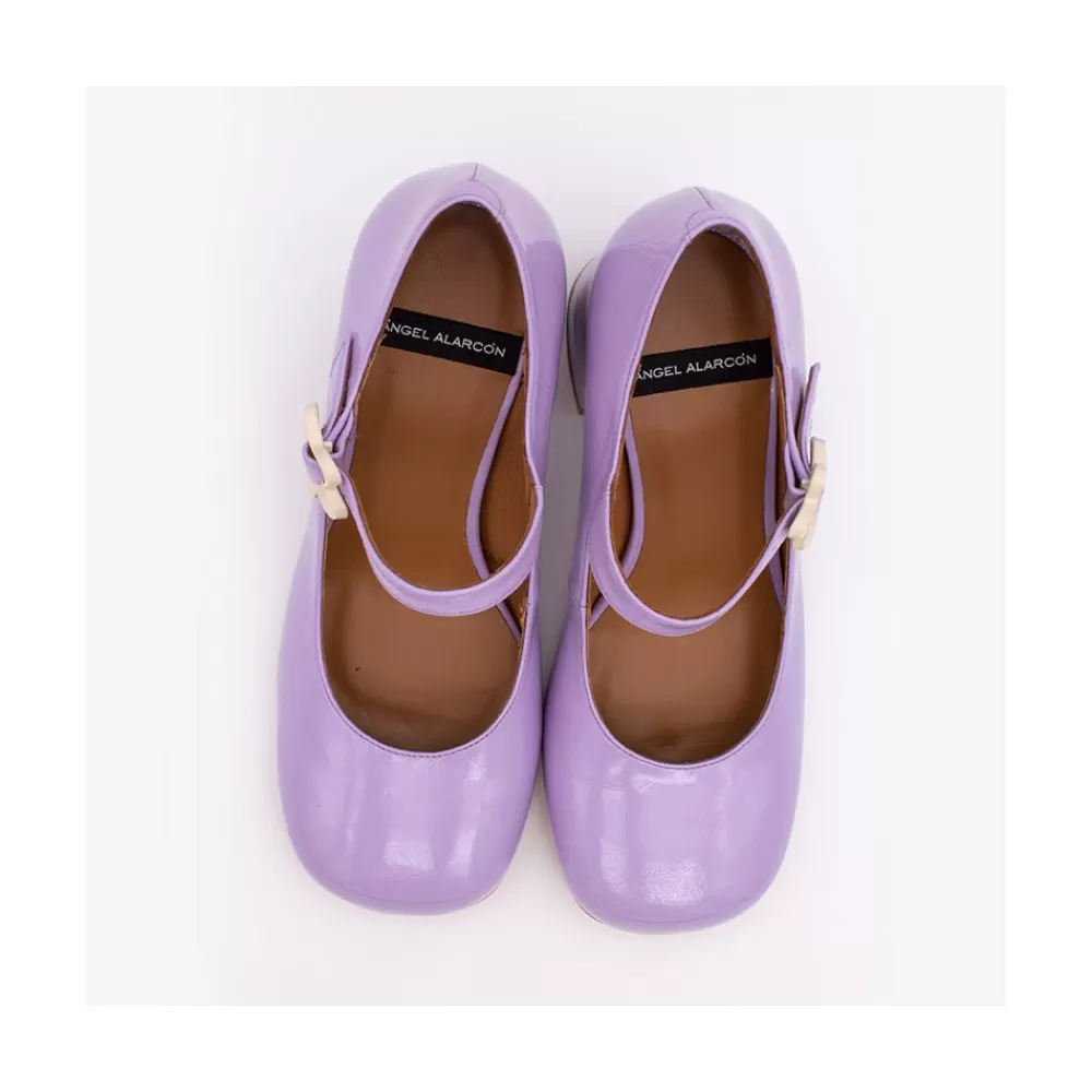 Mujer Ángel Alarcón Jett Flower - Zapatos Mary Jane Con Hebilla De Flor Y Tacon Ancho