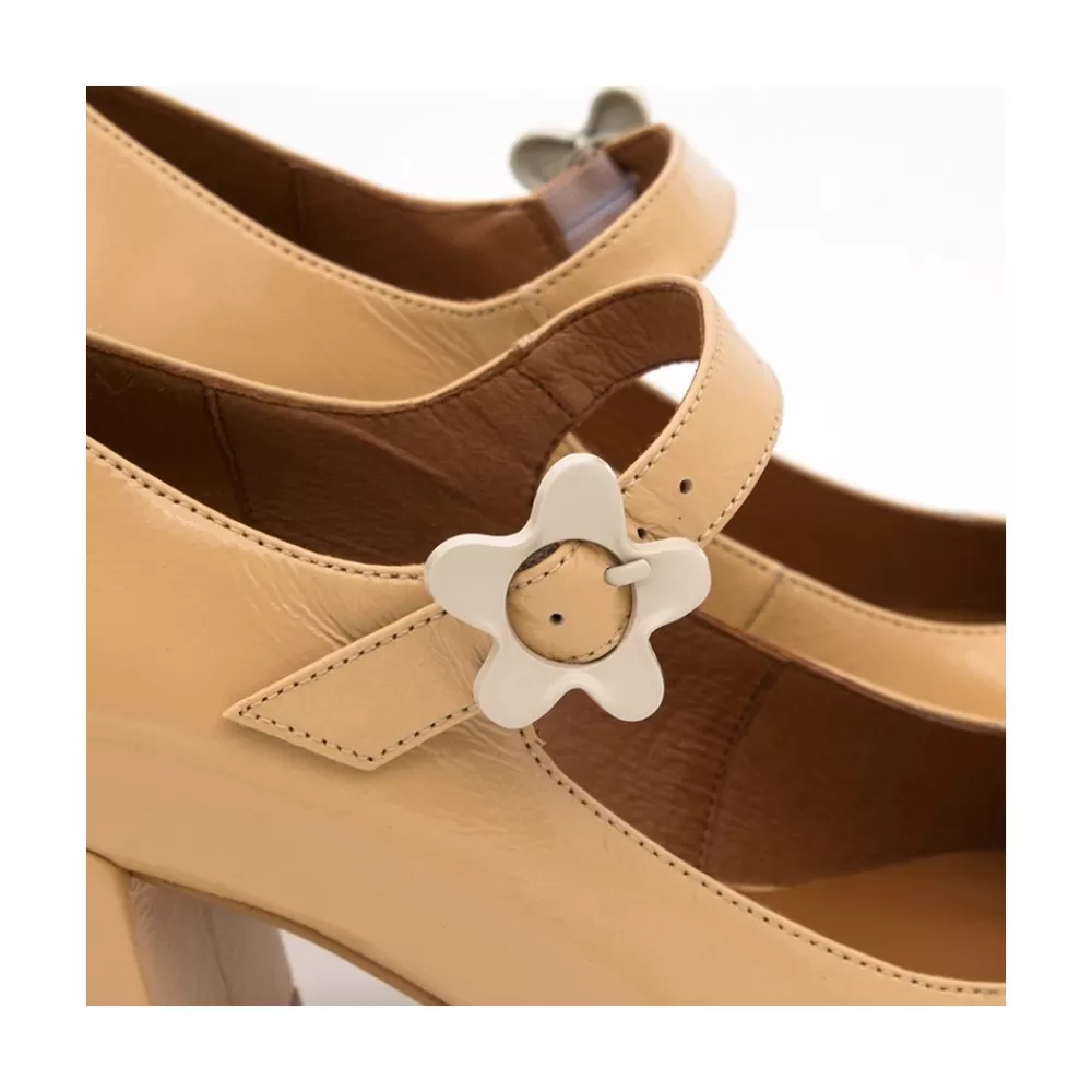 Mujer Ángel Alarcón Jett Flower - Zapatos Mary Jane Con Hebilla De Flor Y Tacon Ancho