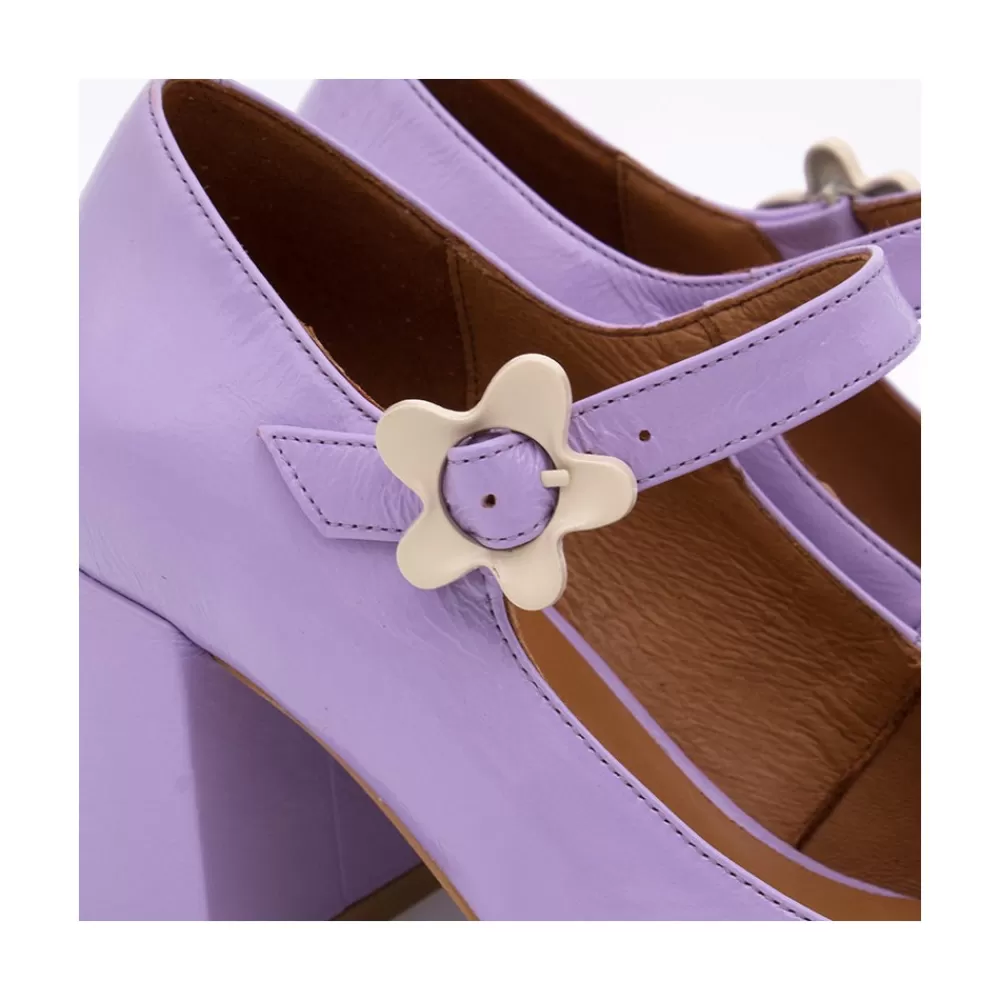 Mujer Ángel Alarcón Jett Flower - Zapatos Mary Jane Con Hebilla De Flor Y Tacon Ancho