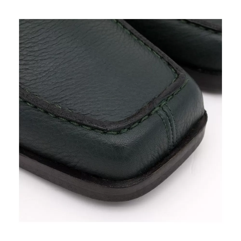 Mujer Ángel Alarcón Kiski - Mocasin De Piel Con Tacon Ancho Y Adorno Metalico