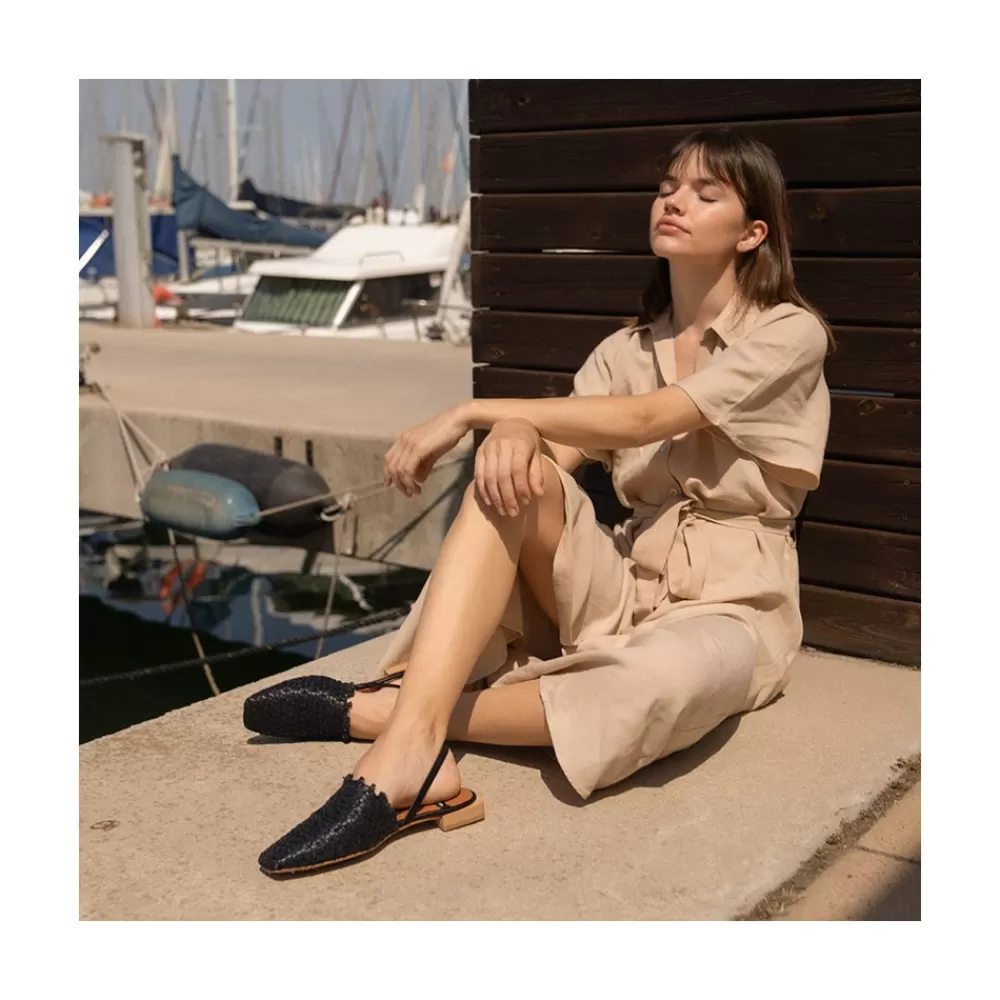 Mujer Ángel Alarcón Liza - Zapatos Planos De Punta Cuadrada, De Rafia