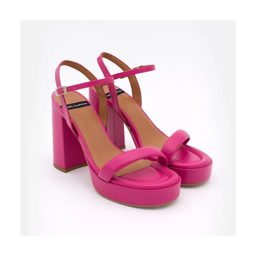 Mujer Ángel Alarcón Mandy - Sandalia De Piel Acolchada Con Tacon Muy Alto Ancho Y Plataforma