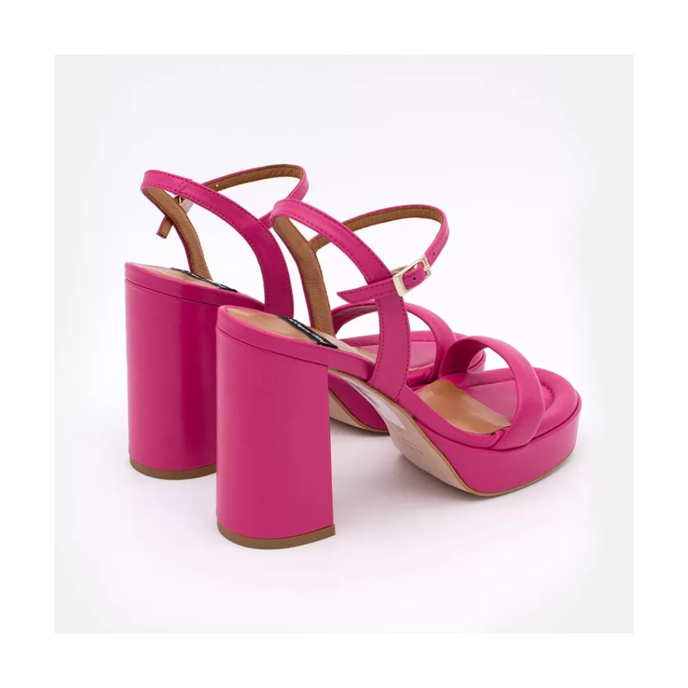 Mujer Ángel Alarcón Mandy - Sandalia De Piel Acolchada Con Tacon Muy Alto Ancho Y Plataforma