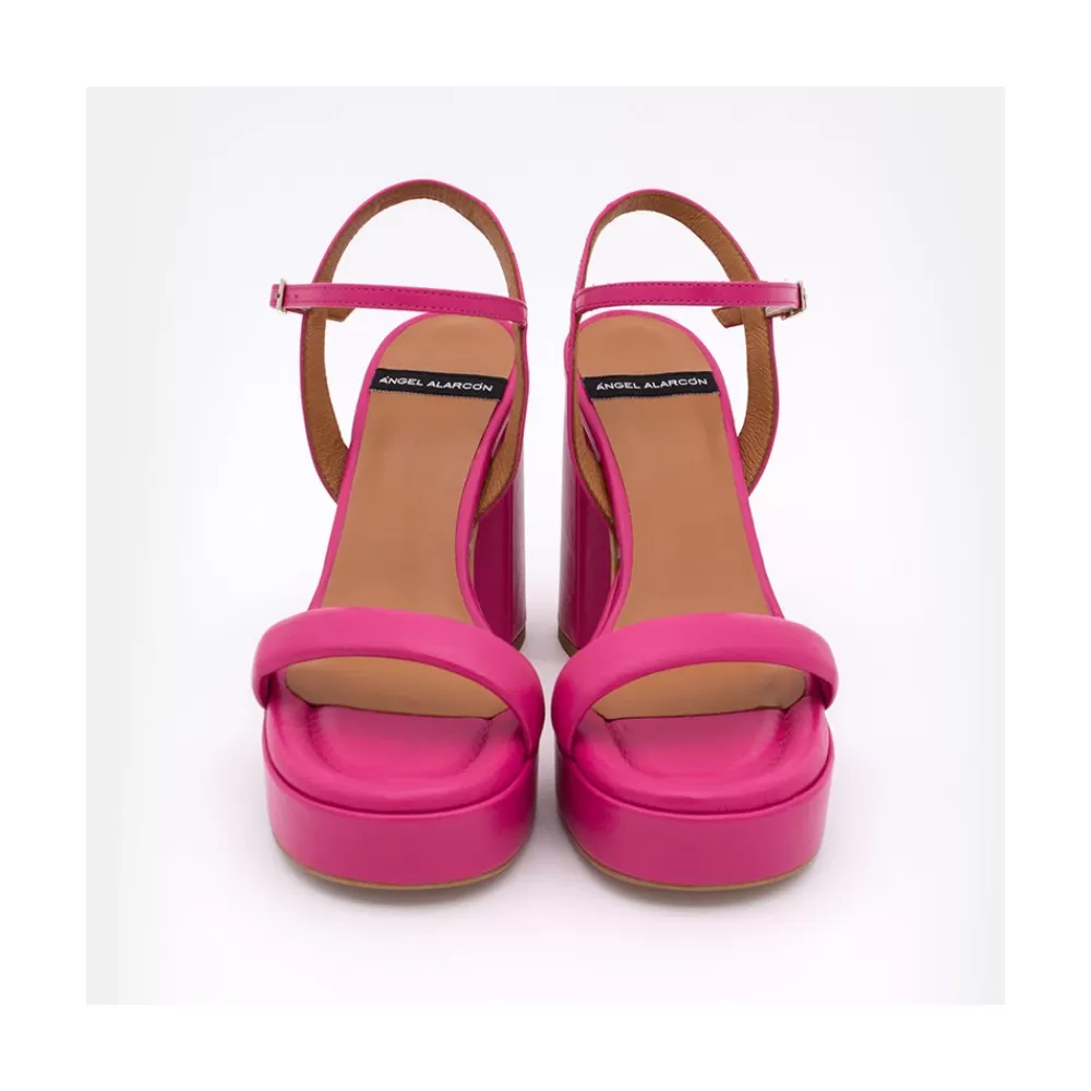 Mujer Ángel Alarcón Mandy - Sandalia De Piel Acolchada Con Tacon Muy Alto Ancho Y Plataforma