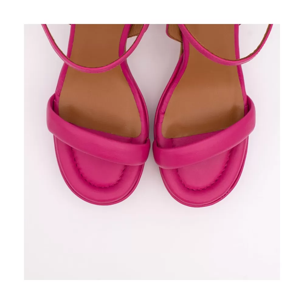 Mujer Ángel Alarcón Mandy - Sandalia De Piel Acolchada Con Tacon Muy Alto Ancho Y Plataforma