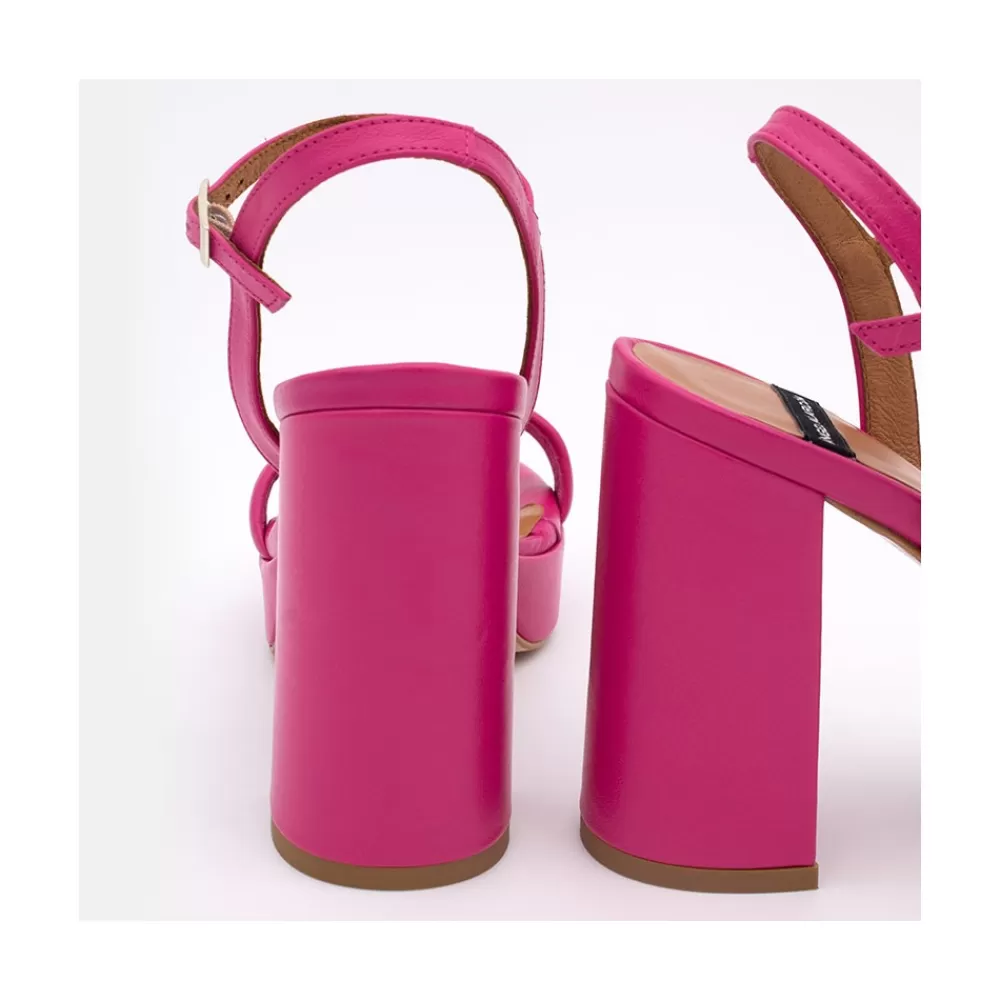 Mujer Ángel Alarcón Mandy - Sandalia De Piel Acolchada Con Tacon Muy Alto Ancho Y Plataforma