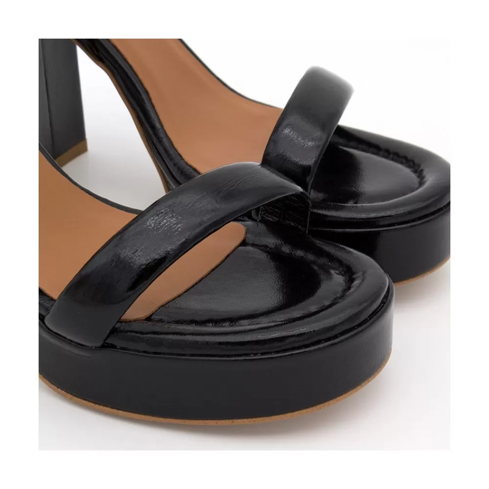 Mujer Ángel Alarcón Mandy - Sandalia De Piel Brillante Con Tacon Ancho Y Plataforma