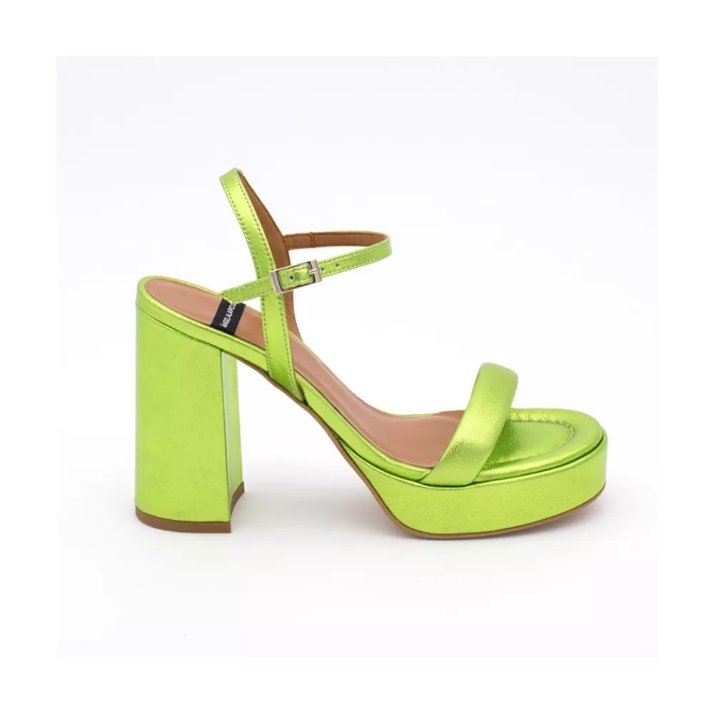 Mujer Ángel Alarcón Mandy - Sandalia De Piel Con Tacon Ancho Y Plataforma