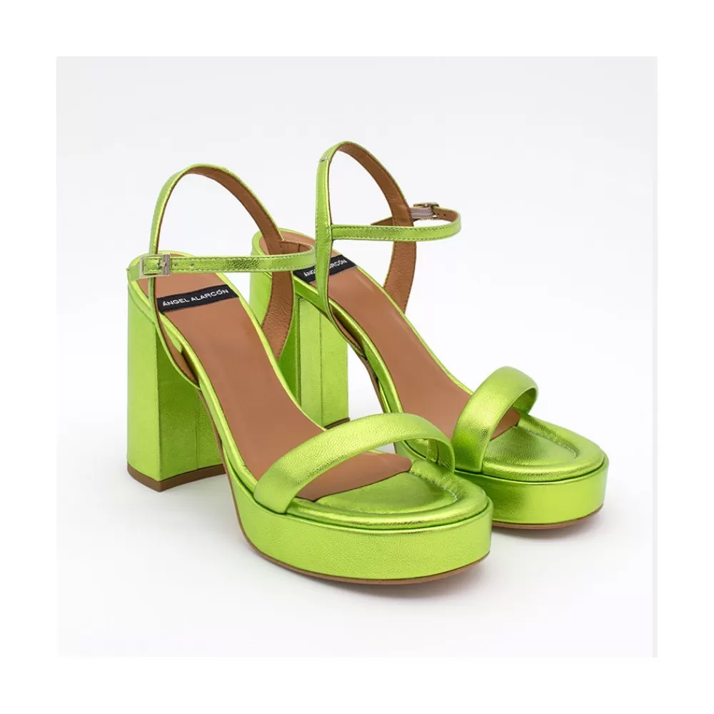 Mujer Ángel Alarcón Mandy - Sandalia De Piel Con Tacon Ancho Y Plataforma