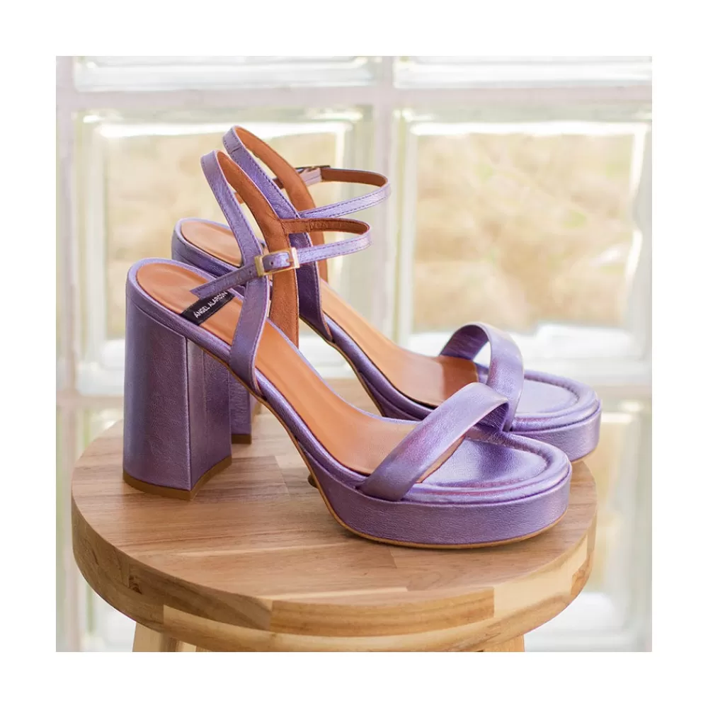 Mujer Ángel Alarcón Mandy - Sandalia De Piel Con Tacon Ancho Y Plataforma