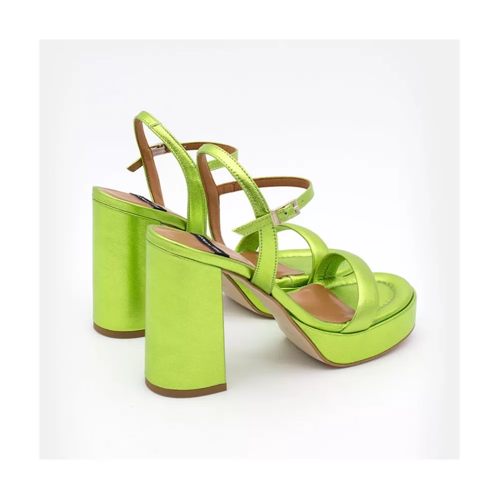 Mujer Ángel Alarcón Mandy - Sandalia De Piel Con Tacon Ancho Y Plataforma