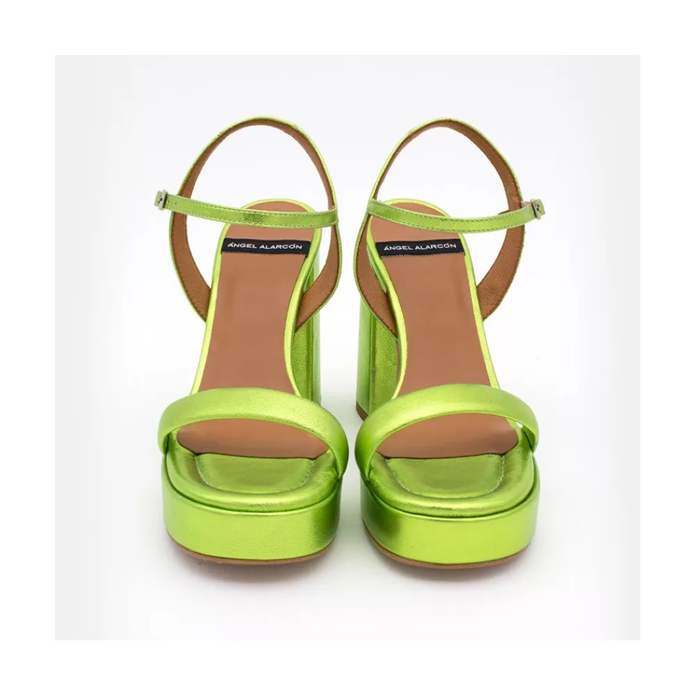 Mujer Ángel Alarcón Mandy - Sandalia De Piel Con Tacon Ancho Y Plataforma