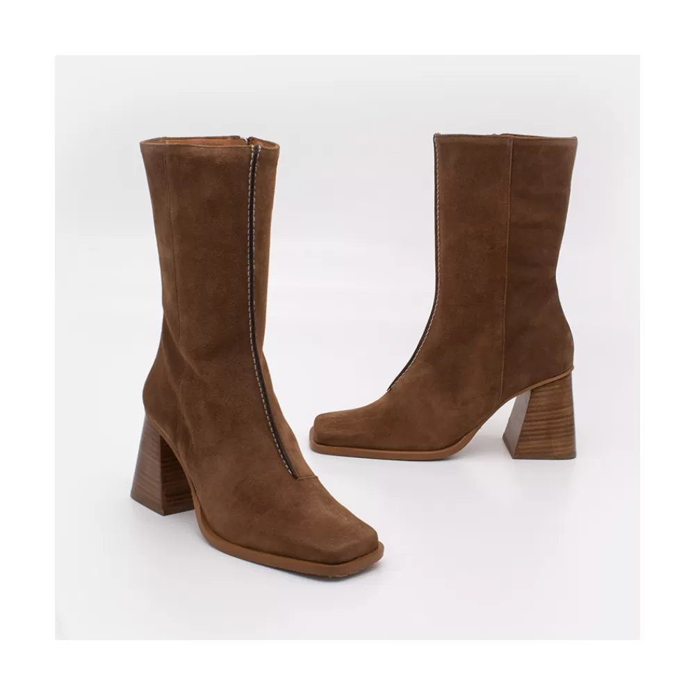 Mujer Ángel Alarcón Motagua - Botas De Mujer De Ante Con Tacon De Bloque Robusto