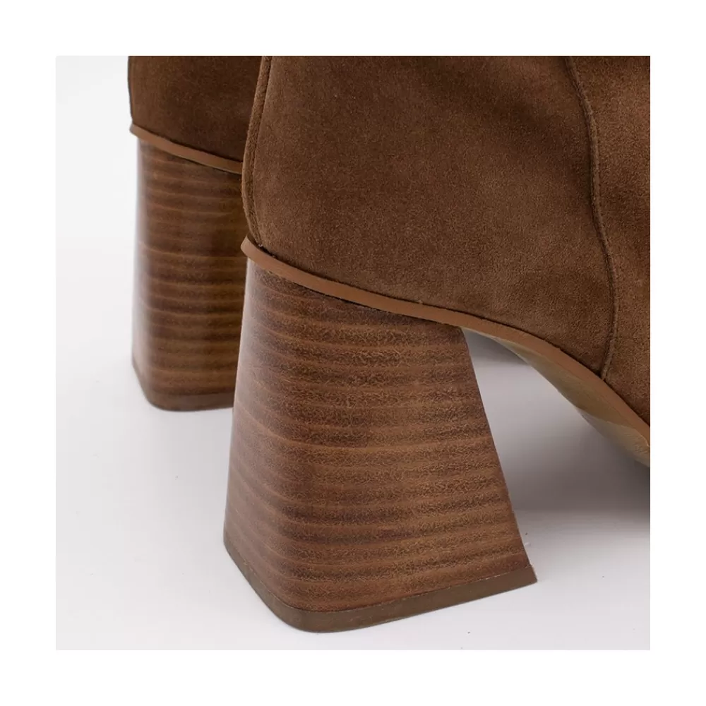 Mujer Ángel Alarcón Motagua - Botas De Mujer De Ante Con Tacon De Bloque Robusto