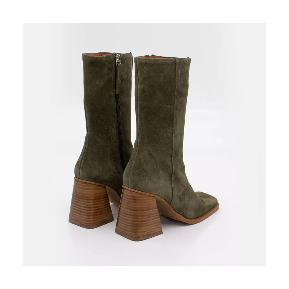 Mujer Ángel Alarcón Motagua - Botas De Mujer De Ante Con Tacon De Bloque Robusto