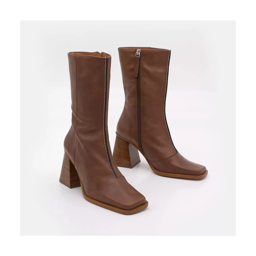 Mujer Ángel Alarcón Motagua - Botas De Mujer De Piel Con Tacon De Bloque Robusto