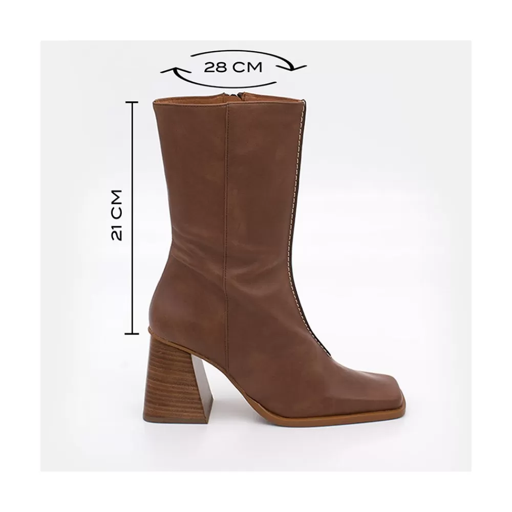Mujer Ángel Alarcón Motagua - Botas De Mujer De Piel Con Tacon De Bloque Robusto