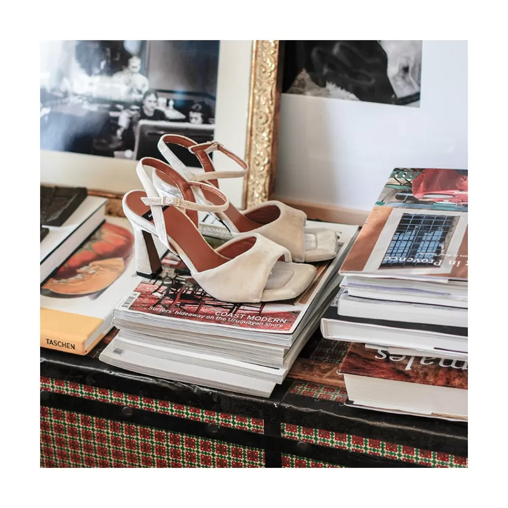 Mujer Ángel Alarcón Nicole - Sandalia De Terciopelo Con Tacon Para Vestir O Fiesta