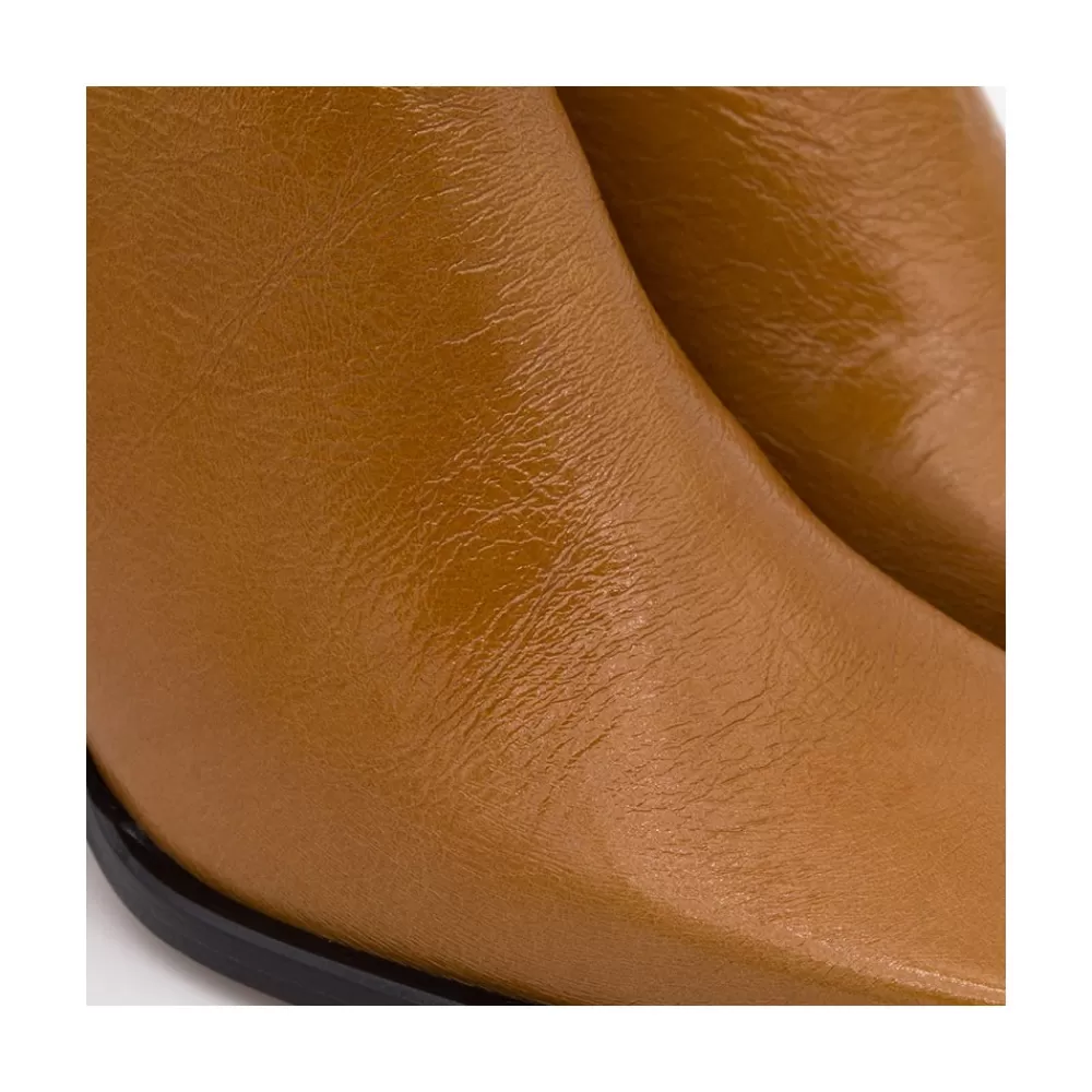 Mujer Ángel Alarcón Oconnor - Botin De Piel Brillante Con Tacon Ancho Con Cremallera