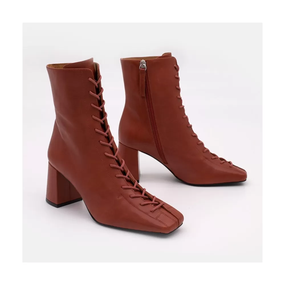 Mujer Ángel Alarcón Pacuare - Botines Con Cordoneras Y Cremallera Con Tacon Ancho