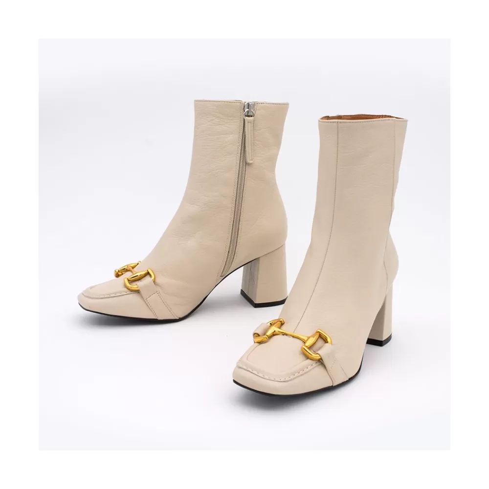 Mujer Ángel Alarcón Pryor - Botin De Piel Con Adorno Metalico Y Cremallera