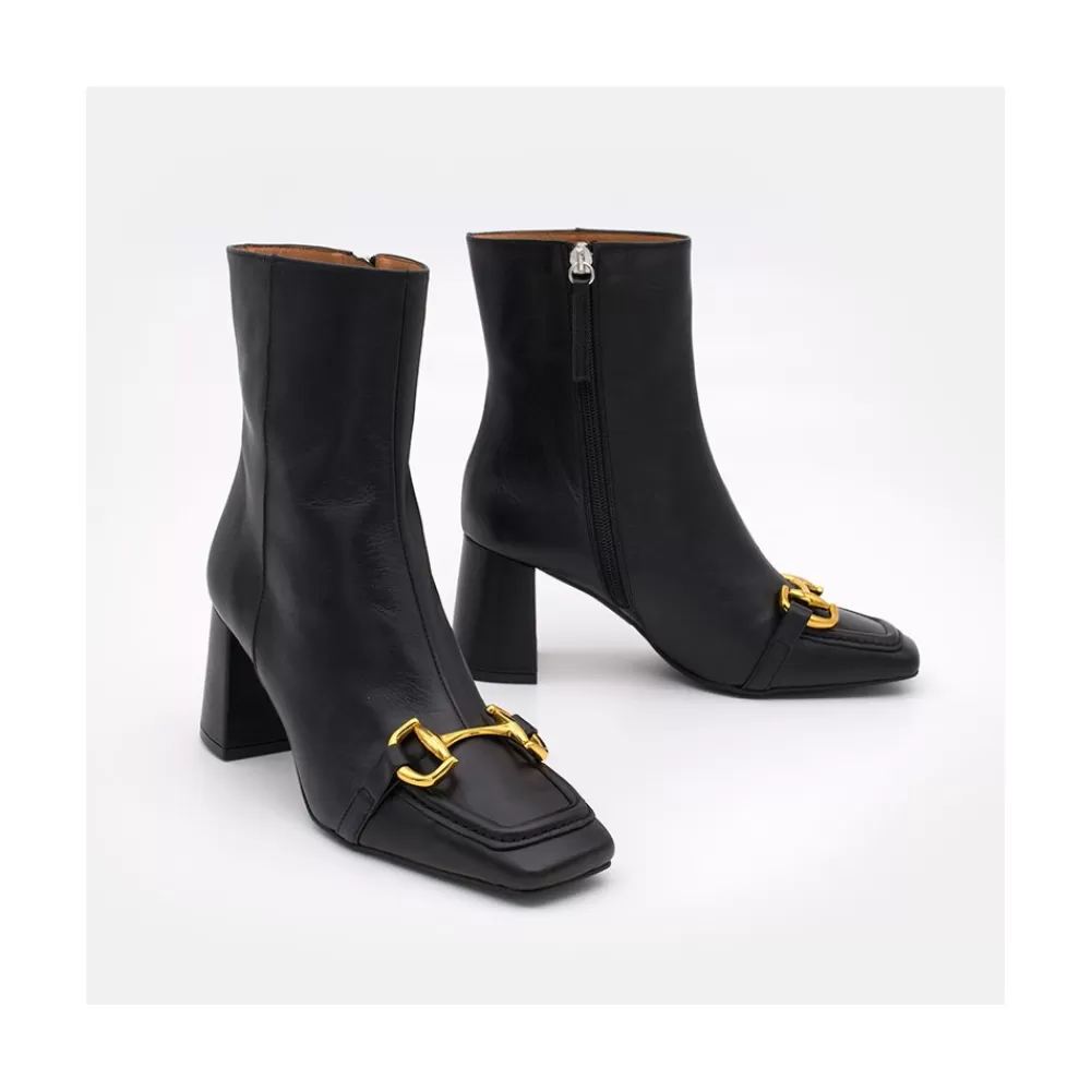 Mujer Ángel Alarcón Pryor - Botin De Piel Con Adorno Metalico Y Cremallera