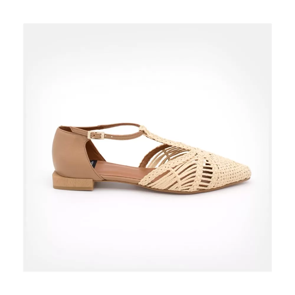 Mujer Ángel Alarcón Pulp - Sandalia De Rafia T-Strap Con Puntera Y Talon Cerrado.