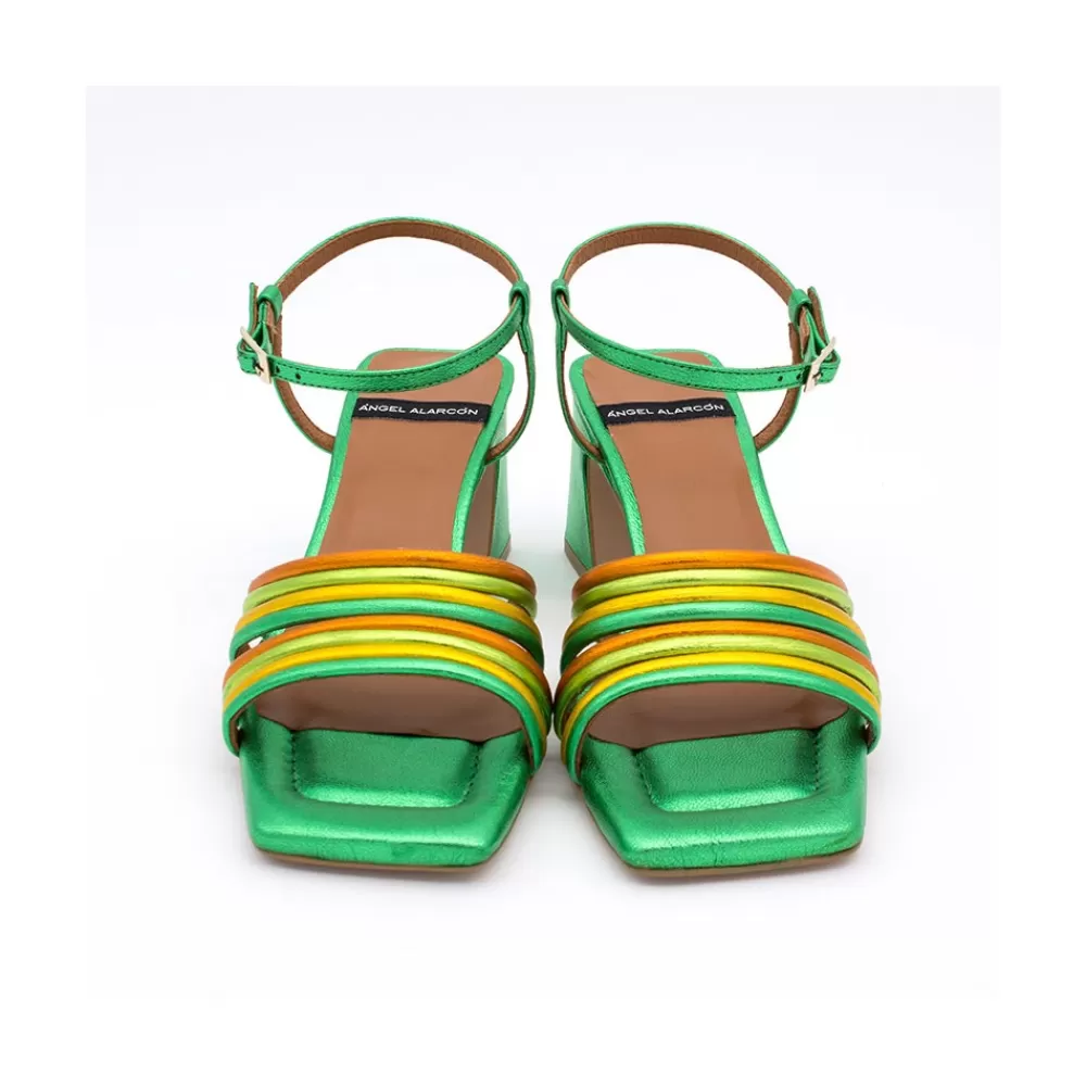 Mujer Ángel Alarcón Roberts - Sandalia De Tacon De Multitiras Con Pulsera Al Tobillo