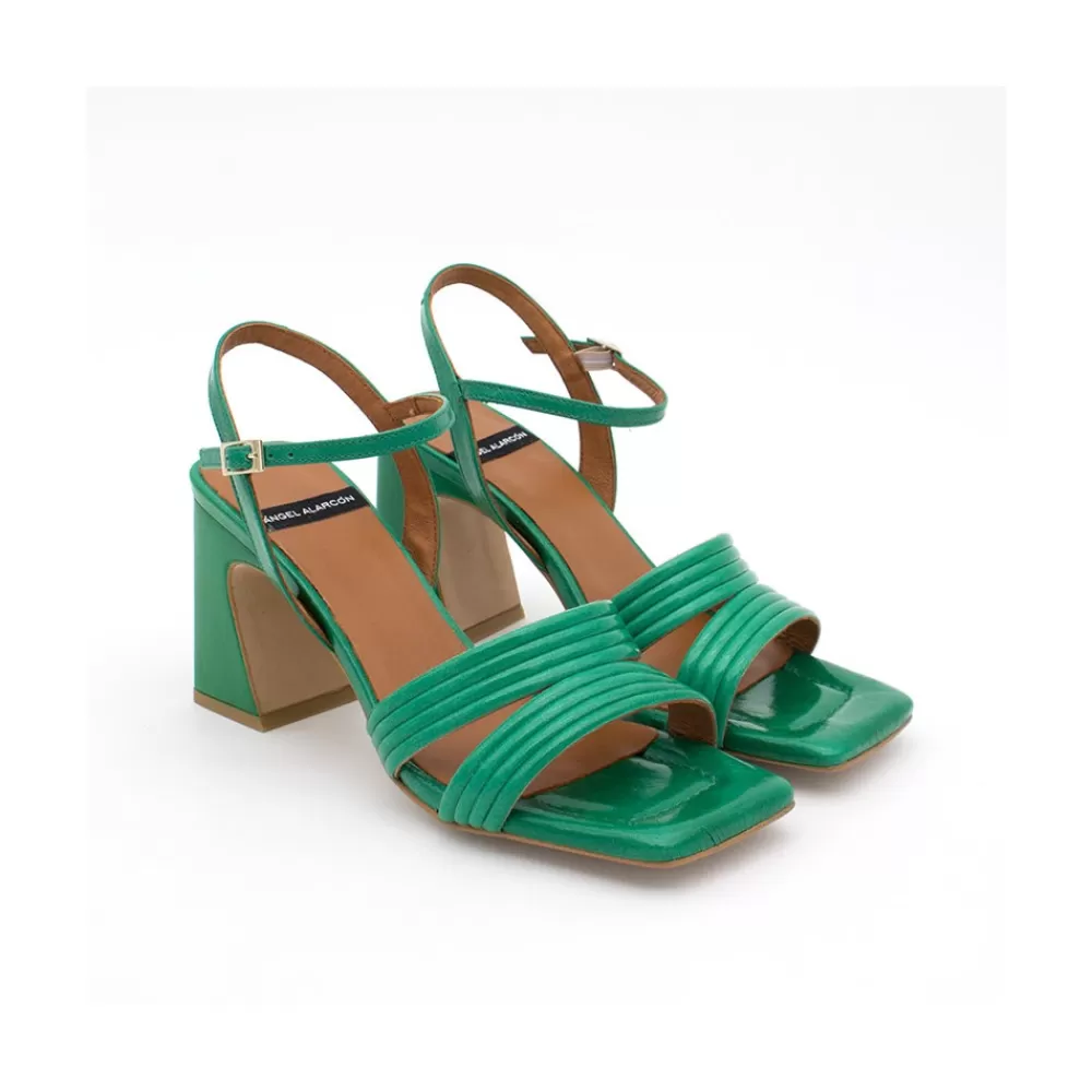 Mujer Ángel Alarcón Robyn - Sandalias De Piel Brillante De Tiras Con Tacon Alto