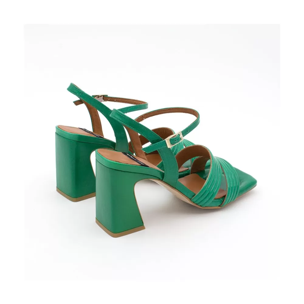 Mujer Ángel Alarcón Robyn - Sandalias De Piel Brillante De Tiras Con Tacon Alto