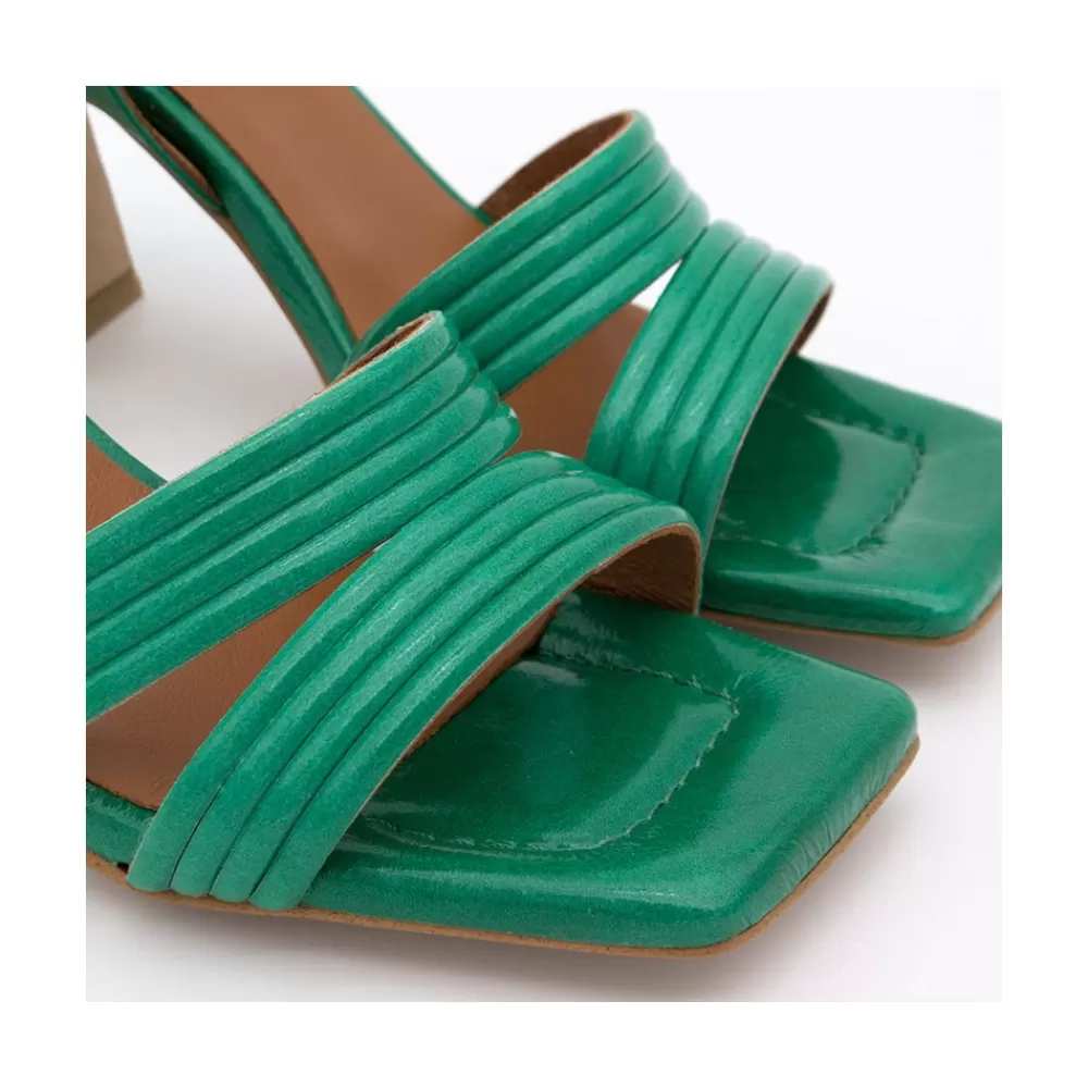 Mujer Ángel Alarcón Robyn - Sandalias De Piel Brillante De Tiras Con Tacon Alto