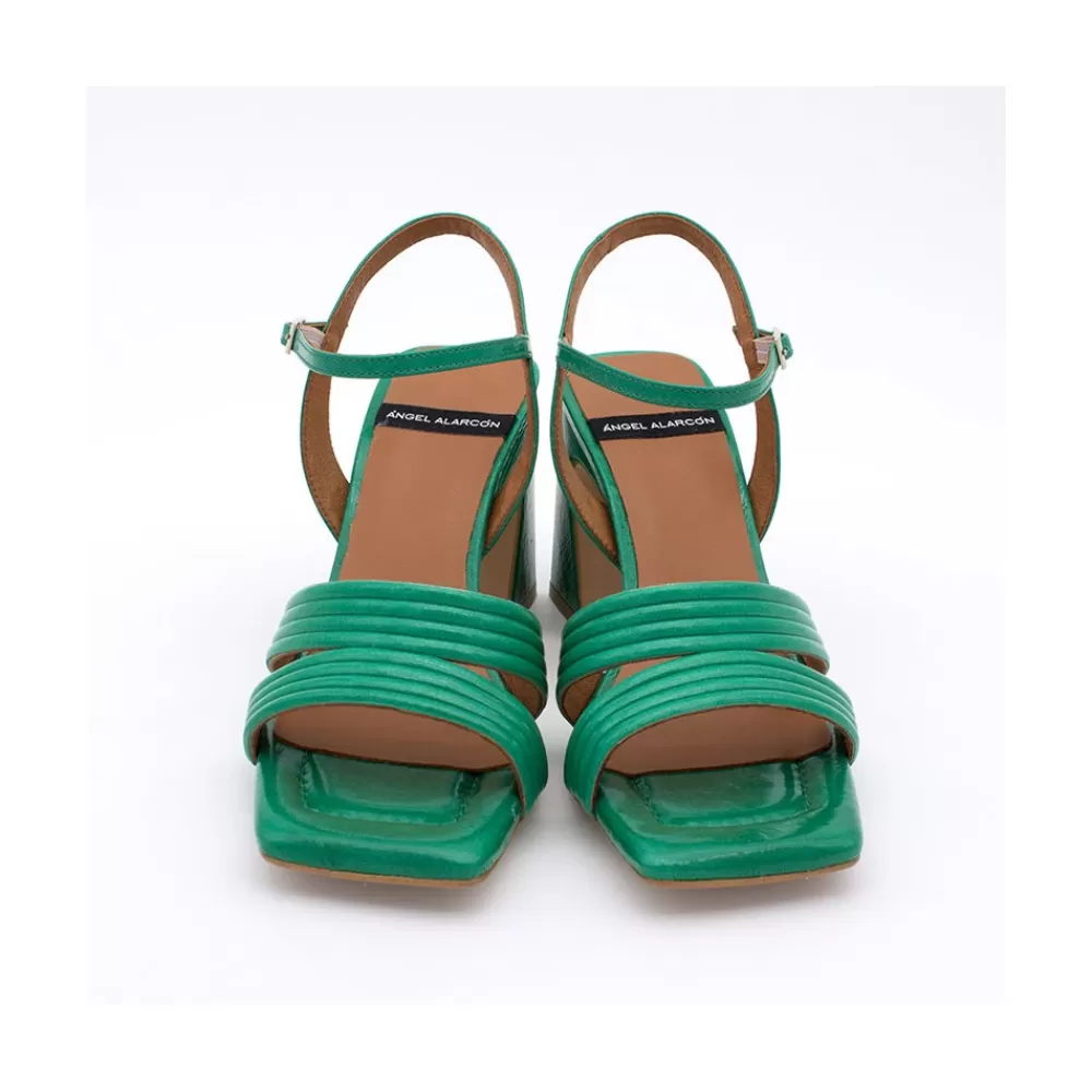 Mujer Ángel Alarcón Robyn - Sandalias De Piel Brillante De Tiras Con Tacon Alto