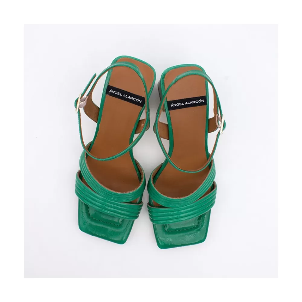 Mujer Ángel Alarcón Robyn - Sandalias De Piel Brillante De Tiras Con Tacon Alto