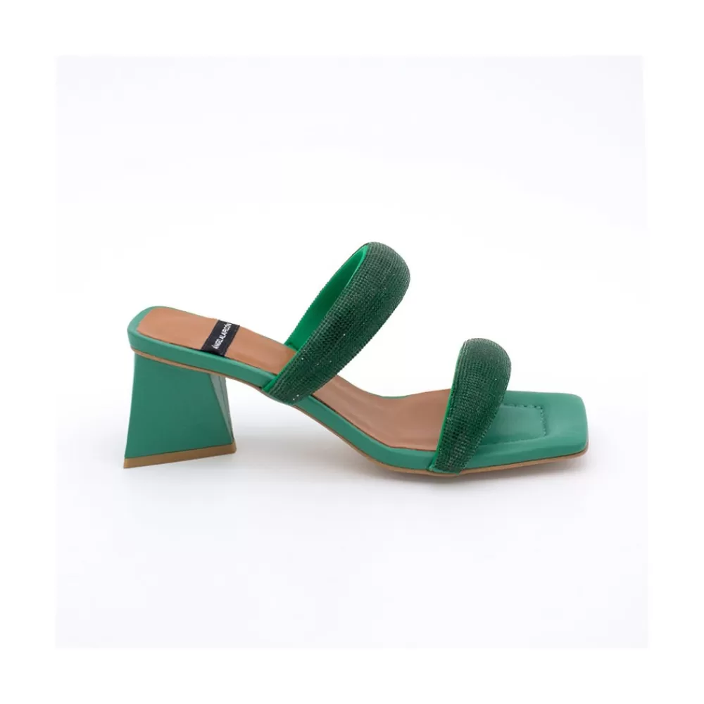 Mujer Ángel Alarcón Sophie - Sandalia De Tiras Acolchadas Con Cristales Y Tacon Triangular