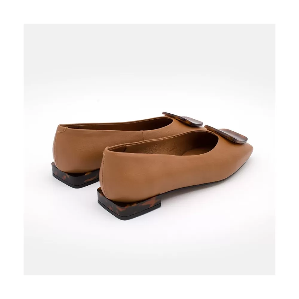 Mujer Ángel Alarcón Telire- Bailarinas De Piel Con Punta Cuadrada Y Adorno Y Tacon De Carey