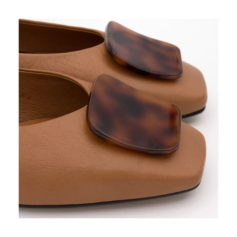 Mujer Ángel Alarcón Telire- Bailarinas De Piel Con Punta Cuadrada Y Adorno Y Tacon De Carey